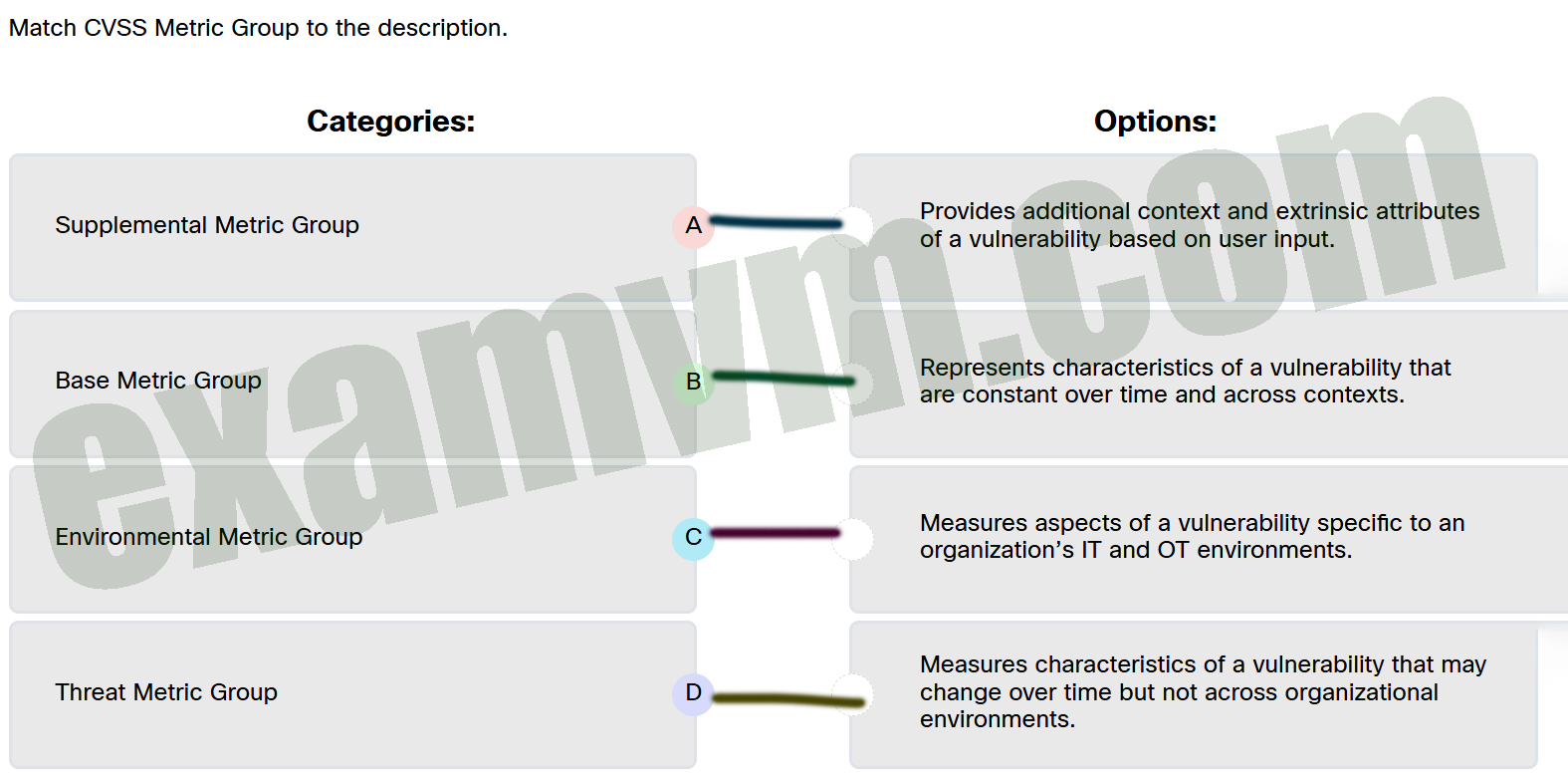 Match CVSS Metric Group to the description